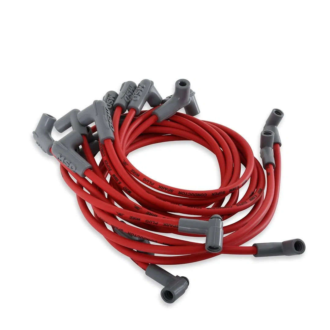 35609 – MSD CO. Spark Plug Wire Set, Pre Assembled Red 8-1/2 Millimeter Silicone and Synthetic Helically Wound Copper...